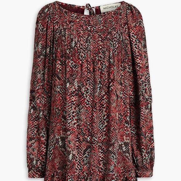 NICHOLAS Women's Devan Gathered Snake-print Crepe Mini Dress Size 4 NWT - Picture 7 of 14